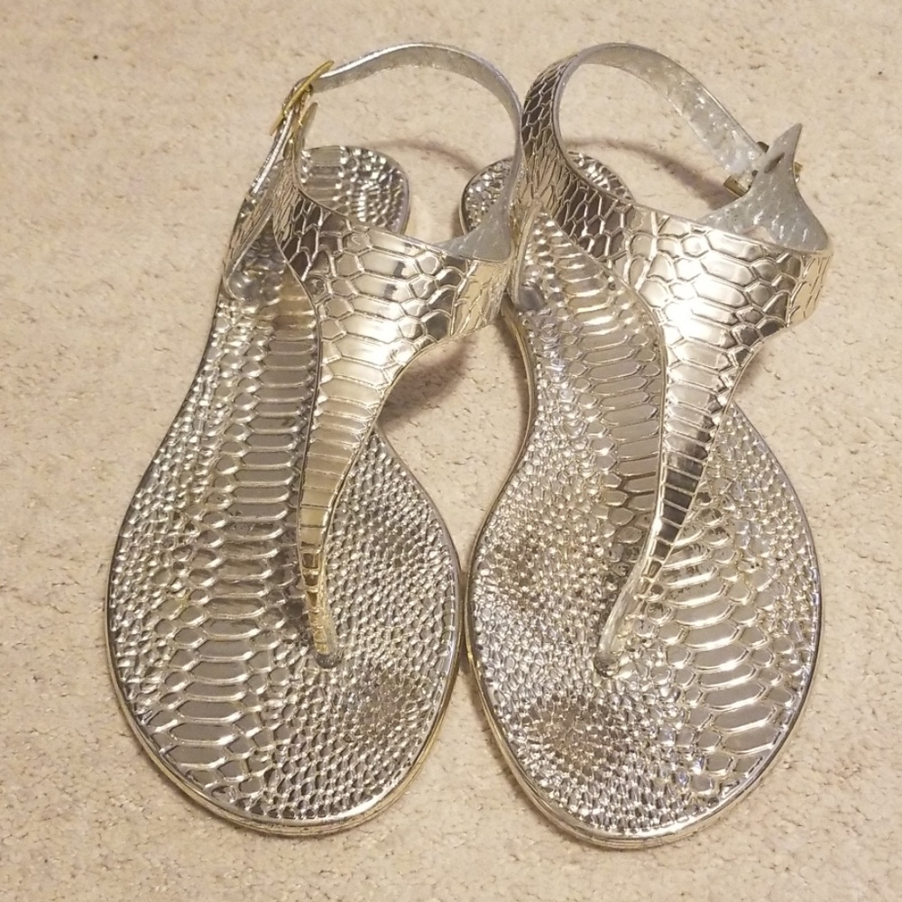 Gold snakeskin gel sandals